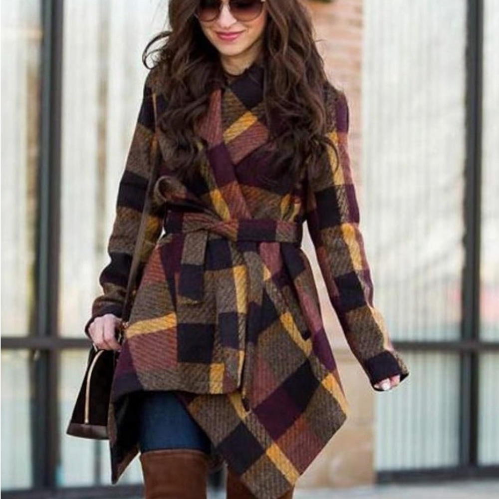 Plaid Women's Jacket - Brown and Black
